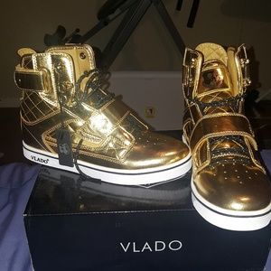 High top gold shoes